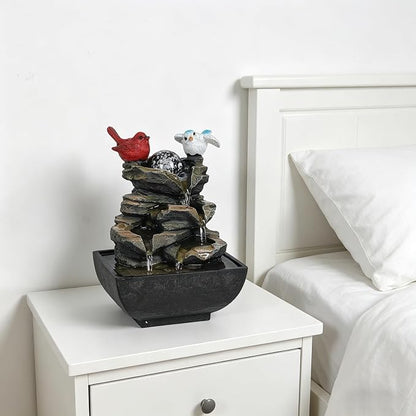 Indoor Water Fountain, Small | Desk Waterfall, Zen Tabletop Design, Home Office Decor, Mini Size