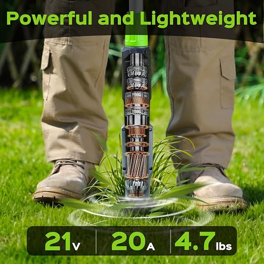 Weed Puller Tool, 21V Powerful Garden Tools Electric Weeding Tool with 2.0Ah Battery and Charger, Gardening Tools Weeder Tool with 3-Claw Steel Head for Smooth Weeding, Gifts for Men Women
