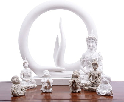 Carefree Fish Buddha Statue Minimalist Sandstone Buda Ornament Monk Figurine Zen Decor Bring Home a Ray of Sunshine