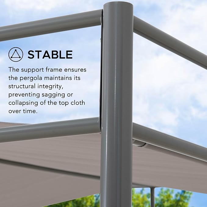 SUNJOY 10' x 10' Outdoor Pergola, Darkeford Metal Pergola with Grey Sling Fabric Sun Shade Canopy for Outdoor Patio, Garden,Yard, Deck, Entertaining