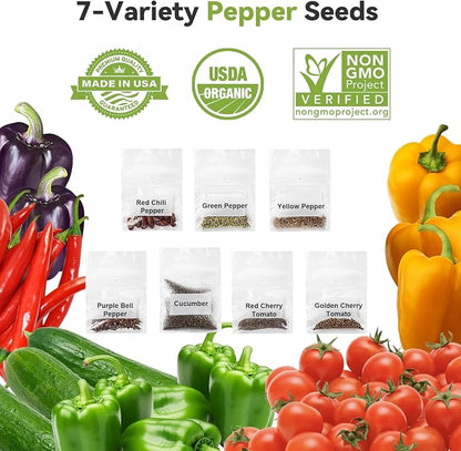 inbloom 18-Pod Salsa Seed Pod Kit for AeroGarden, Ahopegarden, Gardencube Hydroponic Garden with Cucumber, Red Chili Pepper, Green&Yellow Bell Pepper, Purple Pepper, Cherry Tomato – Mothers Day Gift