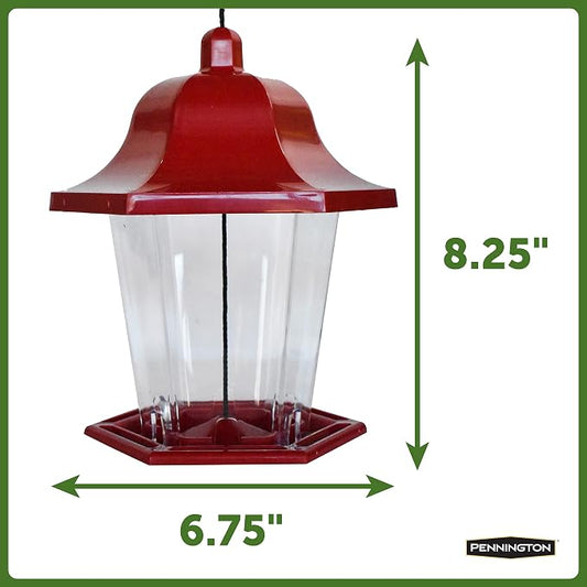 Pennington Songbird Lantern Bird Feeder, Red, 8 inches high 6 inches Wide at top, (100511311) (Pack of 2)