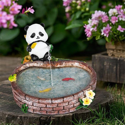 Panda Garden Decor This Outdoor Solar-Powered Panda Fishing Statue is Perfect for Decorating patios, courtyards, and lawns, and Makes an Excellent Gift for Gardening Enthusiasts