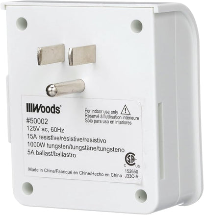 Woods 7-Day Indoor Heavy Duty Mechanical Timer; White, 50002