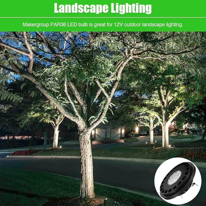 PAR36 Landscape LED Light Bulb 10W 12V Low Voltage Waterproof Spotlight for Outdoor Yard Lighting Tree Light, In-Ground Well Light, Daylight White 5000K