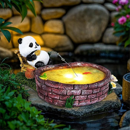 Panda Garden Decor This Outdoor Solar-Powered Panda Fishing Statue is Perfect for Decorating patios, courtyards, and lawns, and Makes an Excellent Gift for Gardening Enthusiasts