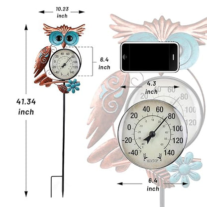 MUMTOP Outdoor Thermometer, Owl Outside Decor for Patio, Yard and Garden | No Battery Needed, Waterproof, Indoor and Outdoor, Easy to Read, Gifts Idea