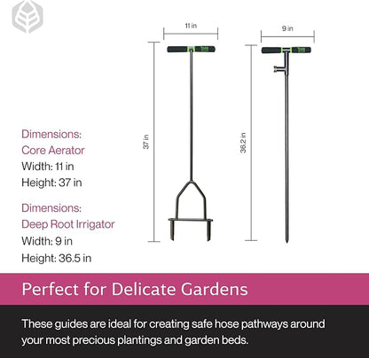 Yard Butler IBDB-1 Aerator & Irrigator Bundle - Lawn Care Tool for Aerating - Long-Handled - Power-Coated Steel Construction - Comfortable Cushioned Handles Garden Tool - Easy to Use