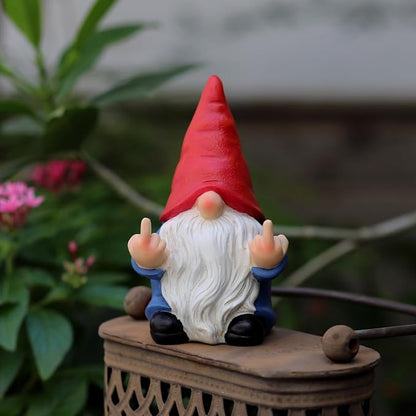 Middle Finger Gnome Mini 5.1in,Double Bird Gnome - Naughty Funny Outdoor Decoration for Yard Patio Lawn Ornament and Home Decor,Fairy Garden
