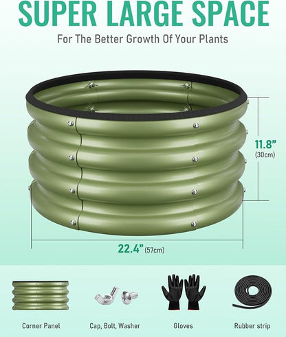 ZXZYHFTY Raised Garden Bed, 0.6 mm Galvanized Steel Round Planter Box with Open Bottom, Metal Raised Garden Bed for Vegetables Flowers Herbs Mailbox Planter Accent, 2 x 2 x 1 FT, 1 Pack Green