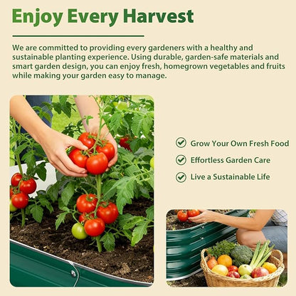 16.5" Deep Square Galvanized Raised Garden Bed 4x4 ft – Large Metal Planter Box for Vegetables, Flowers & Herbs – Heavy Duty Outdoor Above Ground Gardening Bed with Easy Assembly (Green)
