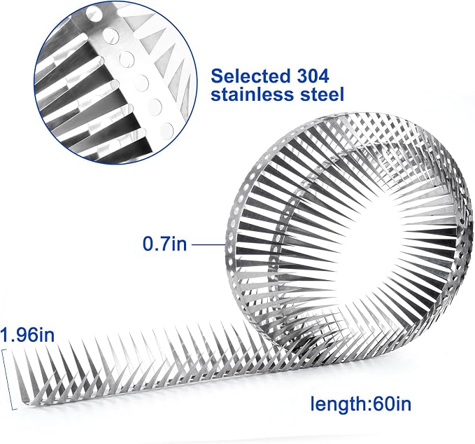 Bird Spikes - Stainless Steel Fence Spikes for Pigeons, Raccoons, Snakes - Deterrent Defender (60inch)