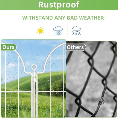 10 Pack Decorative Garden Fence, 17in x10ft Garden Fencing Animal Barrier for Dogs, Rustproof Metal Fence Panels with Ground Stake, Arched Flower Bed Edging Borders for Yard & Patio, White