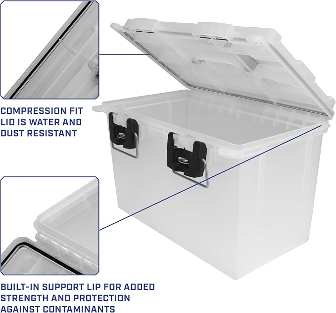 Sheffield XL Ammo Box Made in USA, Stackable Lockable Ammo Storage Box | 4 Pack Lockable Storage Box, Water and Dust Resistant Dry Box, Secures Hunting Gear, Gun Accessories, Supplies, and Bullets