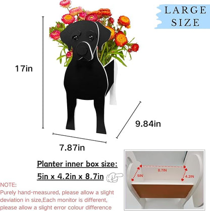 Black Labrador Dog Planter Pots, 9.84 x 7.87 x 17 Inches | Large Dog Flower Pot, Cute Animal Shaped Plant Pot, Gifts for Women & Pet Lovers, Indoor Outdoor Garden Home Office Decor