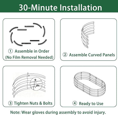Gartist 2 Pack Raised Garden Bed Kits, 4x2x1FT Green Oval Galvanized Outdoor Planter Beds, Easy Assembly Metal Raised Bed for Vegetables, Flowers & Herbs