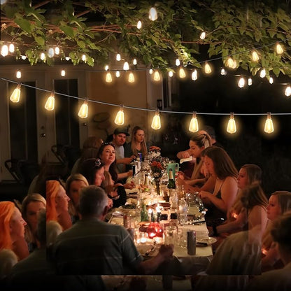 10FT Outdoor String Lights - LED Waterproof Patio Lights with Shatterproof ST38 Edison Plastic Bulb, Connectable Hanging Lighting for Outside Indoor Backyard Yard Gazebo Porch Party Decor - SOLROS