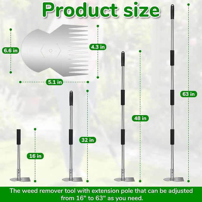 Garden Tools,Weeder Tool,63" Weed Puller Tool with Long Handle,Easy Weeding Without Bending or Squatting Down,Weeding Tools Suitable for Farm Planting,Gardening(Silver 12 Claws)