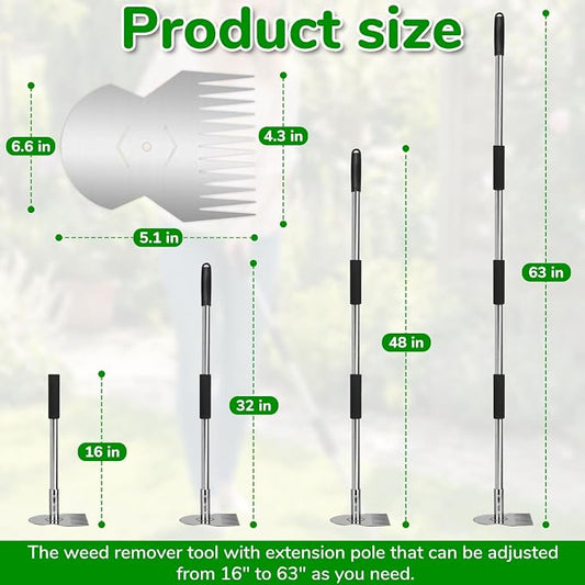 Garden Tools,Weeder Tool,63" Weed Puller Tool with Long Handle,Easy Weeding Without Bending or Squatting Down,Weeding Tools Suitable for Farm Planting,Gardening(Silver 12 Claws)