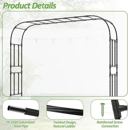 Thickened Metal Garden Arch-126(L)*94.5"(H),Garden Trellis for Climbing Plants Outdoor, Heavy Duty RustProof Iron Arbor Archway for Backyard, Patio, Lawn and Wedding Decorations(20MM Pipe)