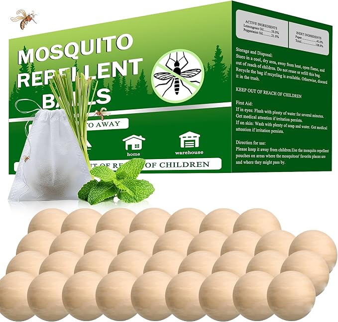 Mosquito Repellent Outdoor Patio 34 Balls - Mosquito Repellant Indoor & Outdoor for Yard Home Patio Travel Camping, Keep Mosquitoes Away from Door Patio