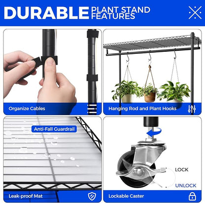Barrina CX3 Plant Stand with Grow Light, 4-Tier, 3FT 5000K, 108W Full Spectrum Indoor DIY Plant Shelf with Lights, Flower Pot Display Rack, Greenhouse, Wheel, Mechanical Timer, 35.4"x13.8"x70.9"