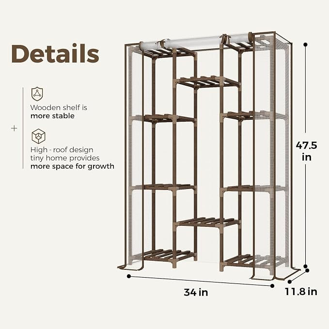 Bamworld Greenhouse for Outdoors Small Plant Green House 3-Tier Rack Stand Portable Greenhouses with Durable PE Cover for Seedling Ideal Gardening Gifts for Women Plants Lover