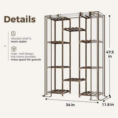 Bamworld Greenhouse for Outdoors Small Plant Green House 3-Tier Rack Stand Portable Greenhouses with Durable PE Cover for Seedling Ideal Gardening Gifts for Women Plants Lover