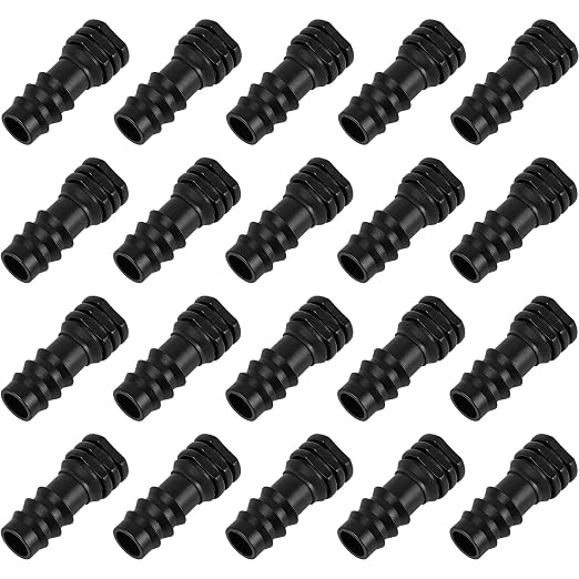 20 Pack 1/2 Inch Drip Irrigation Barbed End Plug Fitting, 1/2'' Dripline End Cap Connectors for 1/2 Inch Irrigation Tubing (0.520"ID-0.650" OD) for Garden Lawn Irrigation System