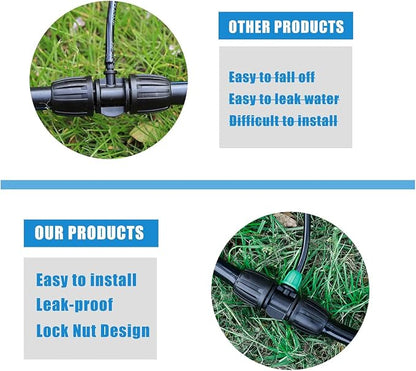 12 Pcs Lock Barbed Tee Connectors1/2 inch Tubing to 1/4 Inch Tubing ANTI-LEAK Irrigation Fittings for (1/2'' ID x 0.60''-0.63'' OD) Locked Barbed Irrigation Fittings(12Pcs Lock Barbed Tee Three Way)