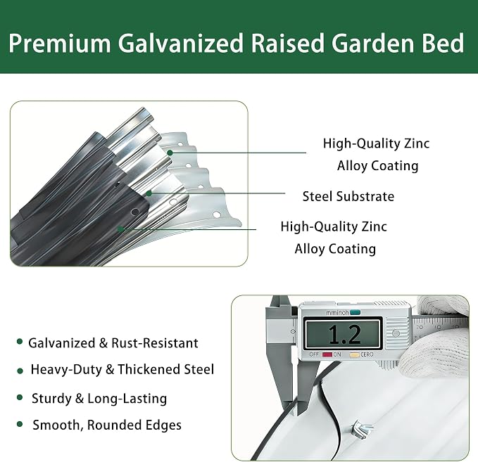 6×3×1 ft Gray Metal Galvanized Raised Garden Bed, Easy Assembly Outdoor Garden Planter for Gardening Fruit, Vegetables, Flowers & Herbs