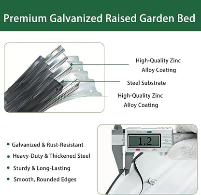 6×3×1 ft Gray Metal Galvanized Raised Garden Bed, Easy Assembly Outdoor Garden Planter for Gardening Fruit, Vegetables, Flowers & Herbs