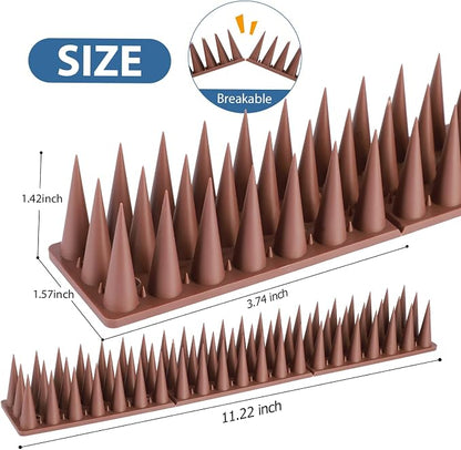 Bird Spikes, 20 Pack Pigeon Cat Squirrel Raccoon Animal Deterrent Spikes Anti-Climb for Outside Anti-Animal Defender Spikes to Keep Birds Away, Brown