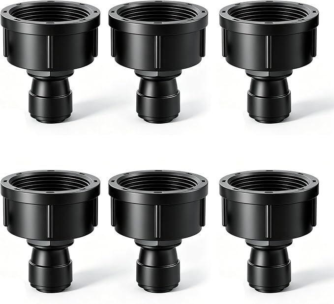 6 Pack 3/4" Female to 1/4" Quick Connect Drip Irrigation Faucet Adapter | Fits standard 3/4" Garden Faucets & Hoses,Leak-Proof,Tool-Free Install for Outdoor Watering,Raised Beds and Drip Systems