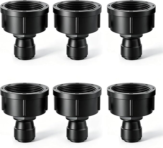6 Pack 3/4" Female to 1/4" Quick Connect Drip Irrigation Faucet Adapter | Fits standard 3/4" Garden Faucets & Hoses,Leak-Proof,Tool-Free Install for Outdoor Watering,Raised Beds and Drip Systems