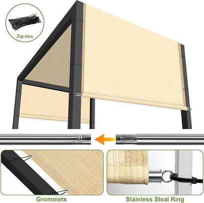Shade&Beyond 5' W × 15' L Pergola Shade Cover Wheat Pergola Cover Canopy Replacement Shade Cloth for Garden, Patio, Deck, Porch with Grommets and Rods(Make Custom Size)