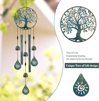 Wind Chimes for Outside Tree of Life Wind Chimes Windchimes Outdoors Tree of Life Wind Chimes for Outside Gifts for Mom, Grandma, Daughter, Decoration for Home, Garden, Patio, Backyard