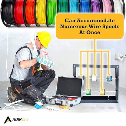 AdirPro Wire Spool Rack, 2-Rod | Heavy-Duty Wire & Cable Dispenser | Conduit Display & Storage for Electrical, Industrial & Retail Use | Grey