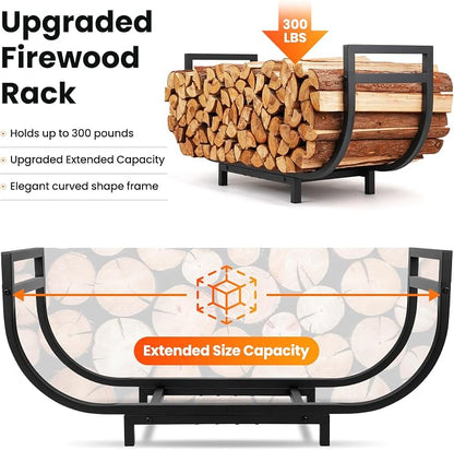 HIHADUUM 34in Firewood Rack Outdoor Indoor with Log Carrier Bag - Heavy Duty Firewood Holder Storage with 400lbs Load Capacity Durable Log Holder Keep Firewood Organized Space Saving