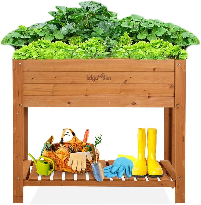 Raised Garden Bed Wood Planter Box Outdoor Wooden Elevated Planters Raised Beds with Legs for Vegetable Flower Herb, 39.37"x15.75"x33"H, Standing Gardening Box with Liner for Backyard, Patio, Deck