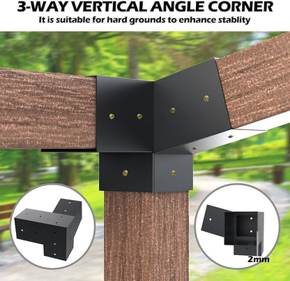 Pergola Kit with Brackets, 15°Slanted Roof Pergola Bracket Kit, Roof Wall Mount Extension Bracket Kit 3-Way Brackets for Pergolas,Log Cabin Outdoor Pergola 4"x 4" (Actual 3.5" X 3.5") Lumber