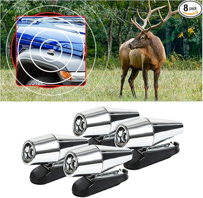 Deer Warning Whistle for Car, Self-Adhesive Animals Alert Warning Device, Save Deer Wildlife Avoids Collisions Repellent Devices, Auto Safety Accessory for Cars Trucks and Motorcycles (Silver/4PCS)