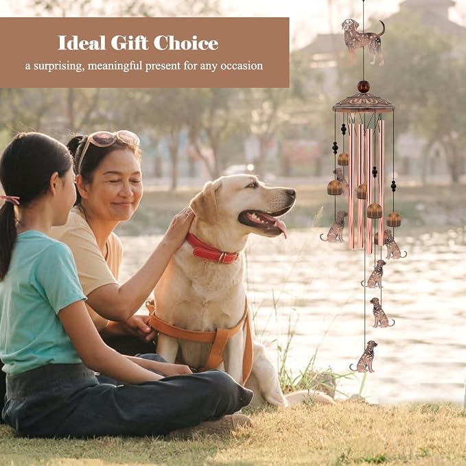 Labrador Wind Chimes for Outside, Labrador Windchimes Gifts for Grandma/Women Birthday Gifts,Outdoor/Indoor Metal Wind Chime for Garden,Home, Lawn, Porch, Yard (35")