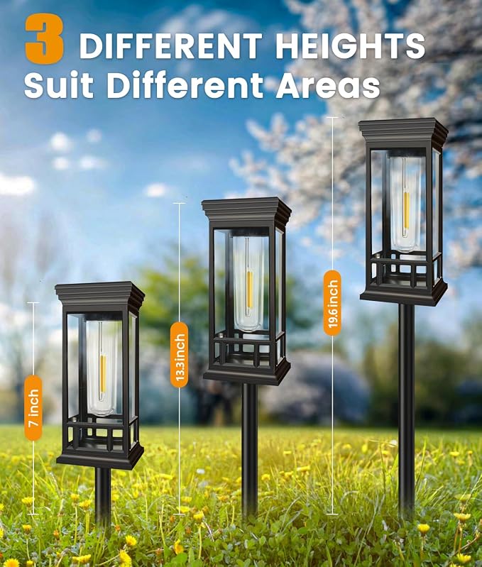10 Pack Solar Pathway Lights Outdoor, Taller Bright Solar Path Lights Waterproof, Auto On/Off Solar Powered Garden Lights for Outside Landscape Path Yard Walkway Lawn Driveway Patio Lighting Decor