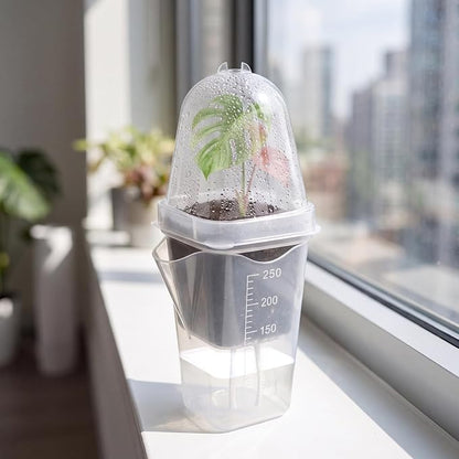 30 Pack 2.5" Self Watering Propagation Pots with Humidity Dome, Clear Plastic Seed Starter Cups, for Seedlings, Cuttings, Succulents, Herbs, Vegetables, with 30 Labels