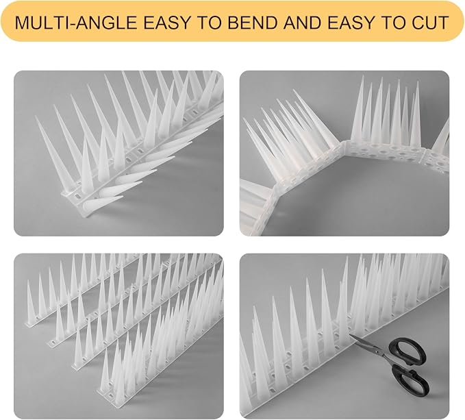 OFFO Bird Spikes Pigeon Outdoor Spikes for Cat Keep Birds Raccoon Woodpecker Away Covers 2.6 Feet(0.8m), Frosted White