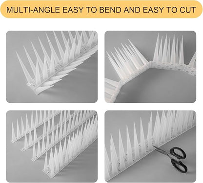 OFFO Bird Spikes Pigeon Outdoor Spikes for Cat Keep Birds Raccoon Woodpecker Away Covers 2.6 Feet(0.8m), Frosted White