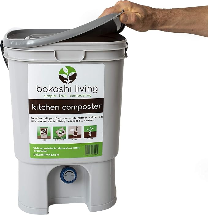 Premium Bokashi Composting Starter Kit (Includes 2 Bokashi Bins, 4.4 lbs of Bokashi Bran and Full Instructions