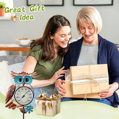 MUMTOP Outdoor Thermometer, Owl Outside Decor for Patio, Yard and Garden | No Battery Needed, Waterproof, Indoor and Outdoor, Easy to Read, Gifts Idea