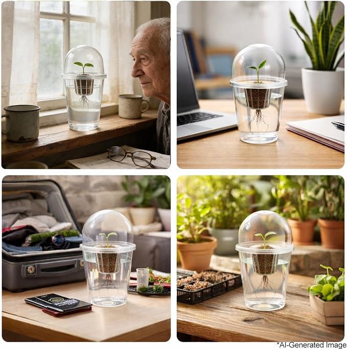 12 Pack 5in1 Seed Starter Cup Kit With Dome,Propagation Cups Self Watering, Table Top Mini Greenhouse Hydroponics Growing System Kit,Plant Lover Gardening Essentials,Indoor Herb Garden,Root Monitoring